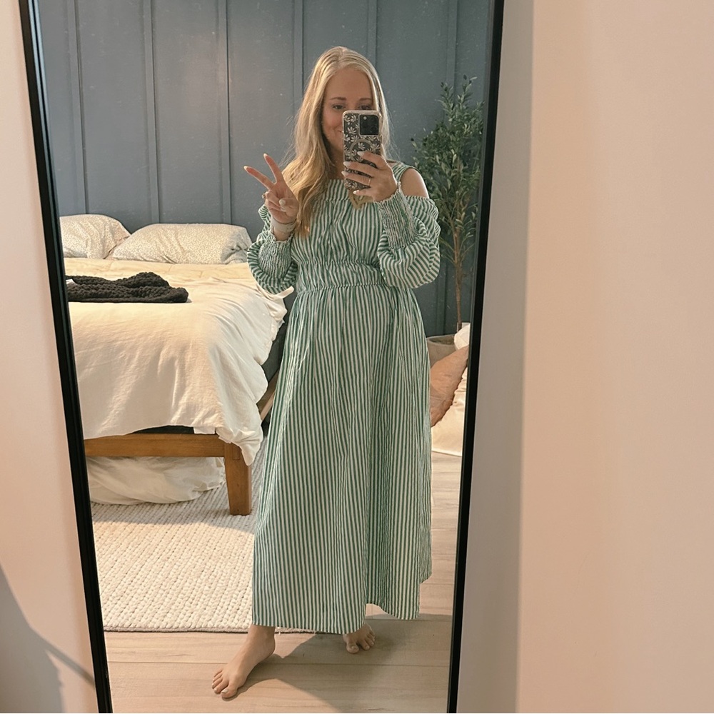 Top Shop Green & White Striped Summer Dress